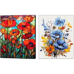 TOCARE 2 Pack Paint by Numbers Kit for Adults Beginner, Acrylic Adult Paint by Number Flowers 16x20inch for Home Wall Decor