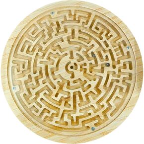 Round Wooden Labyrinth Board Game,Marble Maze for Education and Fun Strategy Game,Brain Teasers Puzzle Toy Gifts for Kids Teens Adults