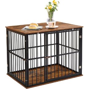 Made4Pets Dog Crate Furniture Dog Kennel Indoor Decorative Wood Dog Cage, 25"L x 18.6"W x 22.9"H, Brown
