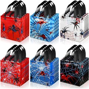 GLICRAFT 40 PCS Spider Party الأكياس: العنكبوت على شبكة الإنترنت الحقائب غير المنسوجة ، 7.87 × 7.87 × 3.54 بوصة ، أسود ، أحمر وأزرق ، حفلة عيد ميلاد ، تقديم الهدايا
