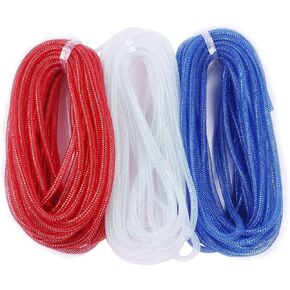 YYCRAFT 30 Yards Mesh Tube Deco Flex for Wreaths Cyberlox CRIN Crafts 16mm 5/8 Inch American Flag National Day Decorations