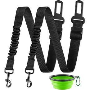 LivTee Dog Seat Belt for Car, 2 Packs Set Retractable Dog Car Harness Adjustable and Comfortable Dog Car Seatbelt Leash, Elastic Nylon Pet Safety Seatbelts for Vehicles, Dog Accessories for Car(Black)