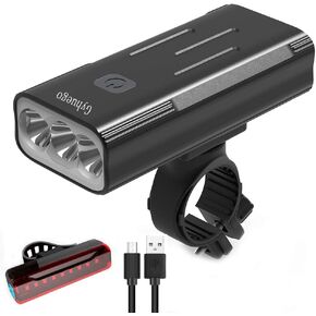 USB Rechargeable Bike Light Front, Super Bright 3 Led 3000 Lumens, Runtime 10hrs Waterproof Bicycle Headlight and Taillight, Free Bike Tail Light, Cycling Safety Flashlight