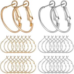 32Pcs Hoop Earrings Findings for Jewelry Making, Round Earring Loop 20mm Gold & Silver Open Beading Earrings Wonderful Gold Hoops Accessories Jewelry Making DIY Crafts