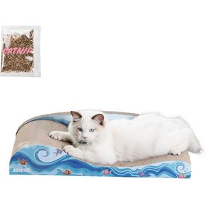 CSR1002A KOKOMO 23.75 "Coastal Cardboard Lounge Bed Scratcher with Catnip ، Blue