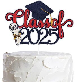 Lingboom Class of 2024 Happy Graduation Cake Topper Red Glitter Grad 2024 Happy Treguation نحن فخورون جدًا بزخارف الكيك ، تهانينا لتوفيات الكعكة (RED)