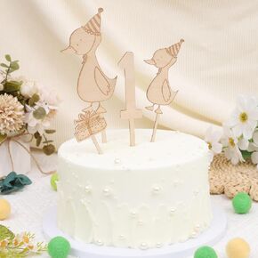 One One Goose Cake Topper - Goose 1st Birthday Wooden Cake Toppers ، First Mallard Goose موضوع كعكة Topper ، عيد ميلاد أوزة ، إمدادات كعكة Goose Party