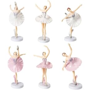 HomeSoGood 6 Pcs Dancing Ballerina Girl Cake Topper, Ballet Girl Figurine, Birthday Supplies Wedding Cake Decor