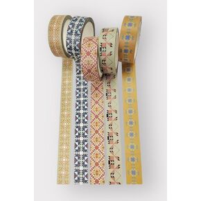 Patterned Washi Tape, Scrapbooking Tape, Arts and Crafts Tape, 5 Rolls Box Set, Various Quilt Patterns, 15mm x 10m, 54.68 Yards Total, Quilt Jazz or Classic Quilt Blocks (Classic Quilt Blocks)