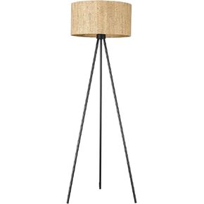 HomeRoots 58" Brown and Black Tripod Floor Lamp with Brown Plastic Shade