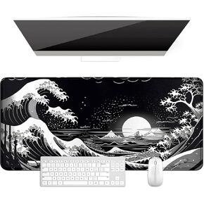 for MTG & TCG Playmat, 23.62x11.8 Game Mat for MTG/RPG/CCG Trading Card Game Playmats Table Mat Perfect for Card Games Video Games Computer Office,Great Wave