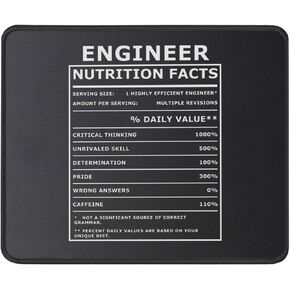 Engineering Gifts for Men Funny Engineer Nutritional Facts Mouse Pad Software Engineer Gifts Sound Engineer, Civil Engineer Mouse Mat 9.5 Inch