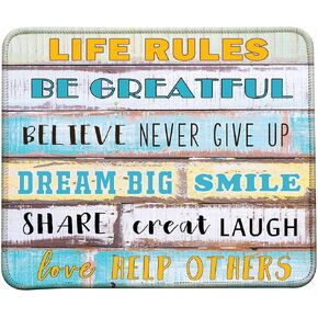 Inspirational Quote Mouse Pad, Stitched Edges Mouse Pad with Life Rules Quote Pattern