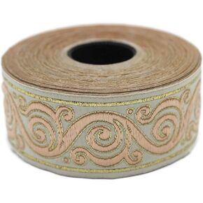 11 Yard 1.37" Wide Peach Celtic Snail Jacquard Ribbon Trim Woven Border Upholstery Fabric Costume Design Tape 35221