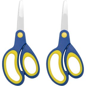 مقص الأطفال اليسرى من قبل Kalatic (حزمة من 2 ، مدورة ، 5.2 بوصة)-مقص طالب Soft Lofty Lofty Touch Blunt KT-047-A
