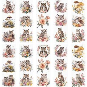 Wandic 10 Sheets Owl Rub on Transfer Transfer Flower Garland Scens Fatshroom Stickers Furniture Decorty for Home Decoration ، 10 * 30cm
