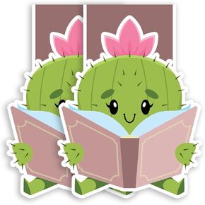 (2Pcs) Cactus Reading Book Magnetic Bookmark Book Page Markers Gift for Reading Lover Nerd Book Addict Bookish Bookworm Reader Office Stationery - Size 3"x2.1" When Folded