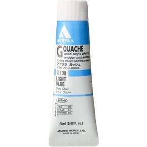 Holbein Acryla Gouache Artists Acrylic Polymer Emulsion, 20ml Light Blue (D100)