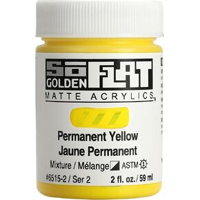 Soflat Matte Acrylics بواسطة Golden ، أصفر دائم ، 2 FL. أوز. جرة ، طلاء أكريليك محترف ، شبه مفتوح
