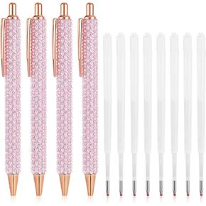 4 PCS Pink Pens Ink Ink Pink Pink Pens Pink Peens Pens Rhinestone Point Point Pens Black Ink Point Pens Pensly Pregly Crystal Ambens for Women Bling Rhinestone Prefer Pens Fancl