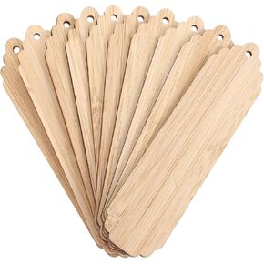 10pcs Wooden Blank Bookmarks - Unfinished Wood Tags with Holes for Creative DIY Reading