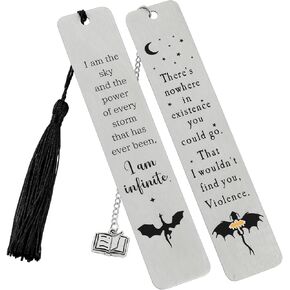 2Pcs Fourth Wing Bookmark - Story of The Dragon Knight Book Marks, Stainless Steel Metal Mark Reading Supplies, Gothic Dragon Bookmark Collection, Birthday Gifts for Book Lover (Style 2)