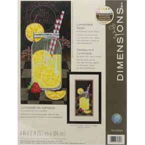 Wilton Dimensions Dimensions 14 Count Lemonade Dinner Counted Cross Stitch Kit, 6" by 12"