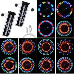 Zacro Bike Wheel Lights, 2 Pack LED Bike Spoke Lights, Safety 32 Bright Patterns Bike Tire Lights for Kids & Adult, Waterproof Bicycle Rim Lights for Night Riding