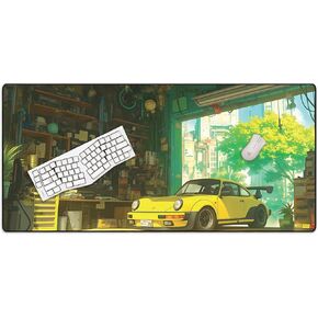 Manga Motors Gramps-Garage حجم كبير WFH Mousepad Desk (Gramps-Garage ، Duraglyde Fabric (كبير (36 "× 17"))