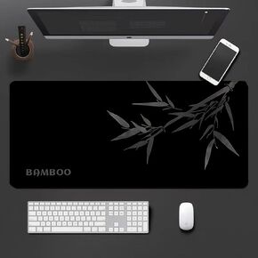 DEARART Large Mouse Pad Black Gaming Extended Desk Mat Pad, Thicken Pads Non-Slip Rubber Base Pad for Office Home Desk, Black Bamboo, 35.5 inch × 15.8 inch (90cm * 40cm)