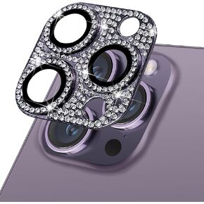 for iPhone 16 Pro/16 Pro Max Camera Lens Protector, Glitter Tempered Glass Camera Screen Protector Bling Diamond Metal Lens Cover for 16 Pro/16 Pro Max Camera Accessories, Gold in Kuwait