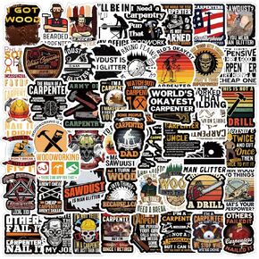 63Pcs Carpenter Stickers Pack, Cool Vinyl Waterproof Sticker Decals for Water Bottle,Laptop,Helmet,Hard Hat,Phone,Scrapbooking,Journaling Gifts for Men Adults Teens Kids…