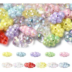 Ornazy 50Pcs Colorful Cloud Acrylic Beads AB Color Plated Celestial Themed Beads Cute Weather Loose Spacer Beads for Jewelry Bracelet Making DIY Projects