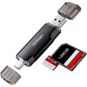 Orlian SD Card Reader USB 3.0 High-Speed Dual USB A & USB C to Micro SD/SD Memory Card Reader Adapter for SD/SDHC/SDXC, Compatible with MacBook Pro/Air, iPhone 15 Pro/Max, Android Galaxy and More