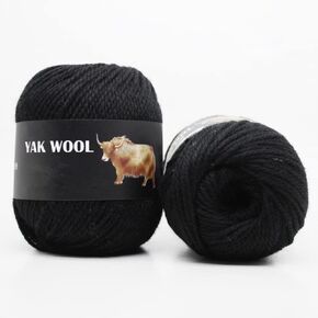 2 كرات ياك الصوف الأكريليك مزيج الغزل ضوء الصوف الحياكة ناعمة وخيوط الكروشيه ل DIY Craft Craft Sweater Gloves خيوط الخيط (7oz ، أسود)