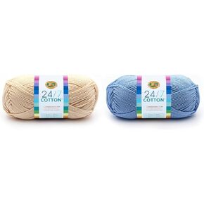 Lion Brand Yarn 24/7 Cotton (2 Skeins) Ecru & Sky