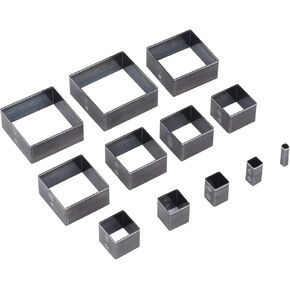 12PCS Squares Leather Cutting Die Punch Cutter Squ Craft Hole Punch Square 5-60mm Leather Processing Alloy Steel 12 Sizes Leather Hole Punch Tool, Leather Crafting Tools, Leather Punch Tool Set