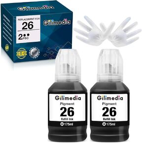 GI-26 Ink GX7021 Ink Refill Bottles Replacement for Canon 26 Ink Bottles Compatible with Canon MAXIFY GX7020 GX7021 GX6021 GX4020 GX3020 Megatank Printer-GI 26 Ink Pigment Black & Color Pack