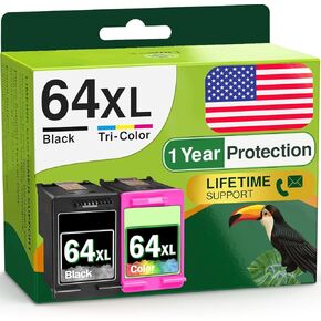 Limeink Remanufactured Ink Cartridge Replacement for HP 64XL Ink Cartridge Combo Pack 64XL Black Color for HP Printers 64 for HP64 Envy Inspire 7900 64 XL Tri 2p