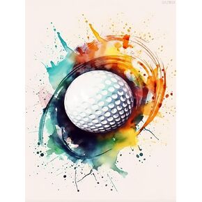 Qazwsx DIY Ball Diamond Paint و Colorful Golf Ball Paint بأرقام للمبتدئين ، ومجموعات فن الماس الدائرية الكاملة لديكور الغرفة وديكور غرفة المعيشة 12x16 بوصة