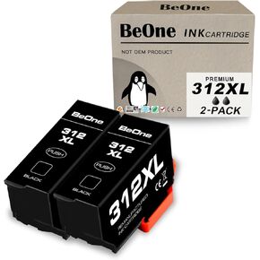 BeOne Remanufactured Ink Cartridges Replacement for Epson 312XL 312 XL T312 T312XL to Use with Expression Photo XP-8500 XP8500 Printer (2-Pack; 2 Black)