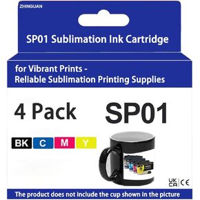 خرطوشة الحبر SP01 SP-1 SP1 SP1 لـ SP01BK SP01C SP01M SP01Y تعمل لـ Bro Ther SP-1 Sublimation Inkjet Printer (4 pack)