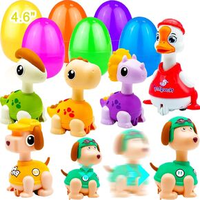 AMENON 6 Pack 4.6" Jumbo Easter Eggs Filled with Push Top Car Toys for Toddlers Boys Girls Easter Basket Essential for Kids Easter Basket Stuffers Fillers Gifts Egg Hunt Party Favor