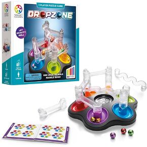 SmartGames Drop Zone Marble Run Logic Game with 80 Challenges for Ages 8 - Adult