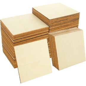 200pcs 4x4 بوصة مربعات خشبية للحرف ، 3 مم (1/8 بوصة) قواطع مربعة خشبية غير مكتم