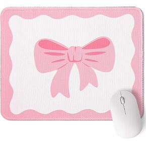 Xuhal Small Bow Mouse Pad for Computer Laptop Pink Bow Mouse Pad 9.8 × 7.9 بوصة لطيف Kawaii مقاوم للماء غير قابلة للانزلاق.