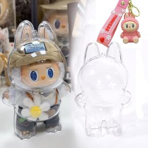 حالة وقائية لحالة لابوبو لـ Labubu Plush Doll Keychain Display Display Case Cover Cover for Figure Pvc Box (Sitting)