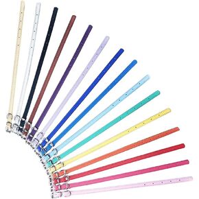 Jiangyanus Leather Dog Collar, 15 Packs Adjustable Whelpin Identification Puppy ID Collars for Litter Cats Puppies Small Medium Breed Dogs