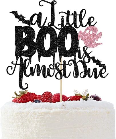 A Little Boo is Almost Due Cake Topper, Halloween Baby Shower Decorations for Girl, Girls Halloween Theme Baby Shower Birthday Party Decorations(Pink) in Saudi Arabia