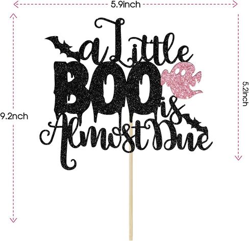 A Little Boo is Almost Due Cake Topper, Halloween Baby Shower Decorations for Girl, Girls Halloween Theme Baby Shower Birthday Party Decorations(Pink) in Saudi Arabia